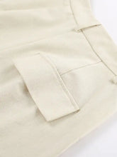 Beige canvas trousers with flap pocket in Button Up Vest and Shorts Set