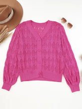Buttoned Front Openwork Cardigan Cardigans