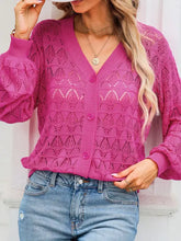 Buttoned Front Openwork Cardigan Cardigans