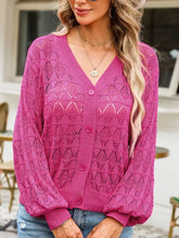 Buttoned Front Openwork Cardigan Cardigans