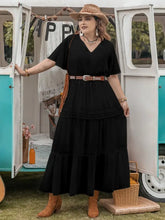 Plus Size Tie Neck Flutter Sleeve Dress Casual Dresses