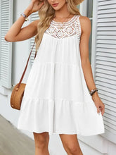 Ruffled Hem Lace Sleeveless Dress Casual Dresses