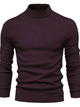 Men's Mock Neck Long Sleeve Sweater Plum Purple