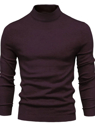 Men's Mock Neck Long Sleeve Sweater Plum Purple