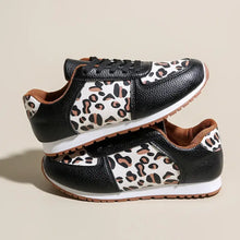 Leopard Round Toe Lace Up Sneakers Woman Sneakers