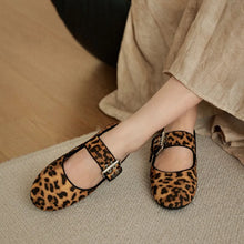 Round Toe Flats Loafers Leopard Woman Loafers