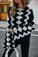 Angel Wings Geometric Slit Flare Sleeve Round Neck Sweater Sweater Pullovers
