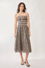 Davi & Dani Contrast Velvet Tape Smocking Bodice Midi Dress Woman Casual Dress