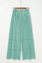 Mineral Wash Exposed Seam Drawstring High Waist Wide Leg Cargo Pants