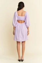 Davi & Dani Self-Tie Puff Sleeve Smocking Open Back Mini Dress Casual Dresses