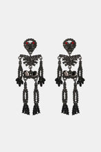 Skeleton Shape Glass Stone Dangle Earrings Black One Size Earrings
