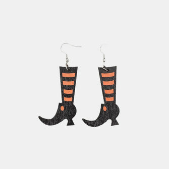 Alloy Wooden Boots Earrings Black One Size