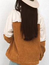Raw Hem Color Block Button Up Jacket Woman Outerwear