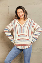 Striped Hooded Sweater with Kangaroo Pocket Woman Sweatshirts