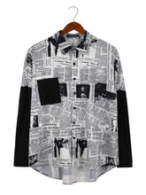 Men's Full Size Contrast Sleeve Button-Up Shirt Plus Size Black