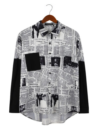 Men's Full Size Contrast Sleeve Button-Up Shirt Plus Size Black