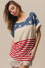 BiBi American Flag Theme Short Sleeve T-Shirt Woman T Shirts