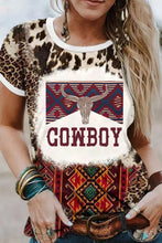 Graphic Leopard Round Neck Short Sleeve T-Shirt Leopard