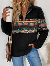 Quarter Zip Geometric Long Sleeve Sweatshirt Woman Sweatshirts