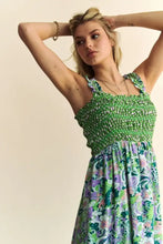Davi & Dani Multi Smocked Bodice Geo Ruffle Strappy Midi Dress Casual Dresses