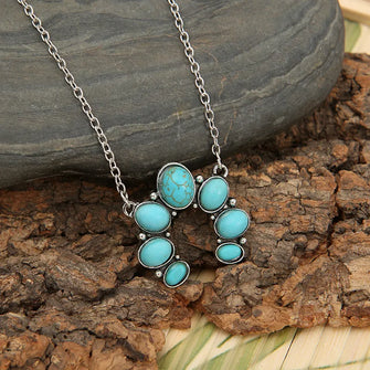 Artificial Turquoise Alloy Pendant Necklace Turquoise One Size