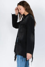 American Bazi Distressed Frayed Hem Denim Jacket Woman Outerwear