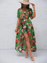Printed Surplice Short Sleeve Maxi Dress Woman Maxi Dress