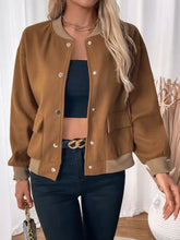 Perfee Baseball Collar Snap Down Long Sleeve Jacket Woman Outerwear