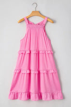 Tied Back Ruffled Layered Sleeveless Mini Dress Woman Casual Dress