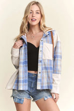 ADORA Button Down Plaid Hoodie Shacket Woman Outerwear