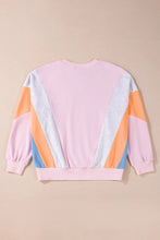 Color Block Round Neck Long Sleeve Sweatshirt Woman Sweatshirts