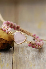 Rose Quartz Heart Beaded Bracelet Dusty Pink One Size Necklaces