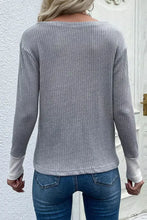 Color Block V-Neck Ribbed Top with Pocket Woman Blouses