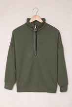 Side Slit Half Zip Long Sleeve Sweatshirt