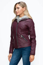 YMI Faux Layered Double-Zipper Jacket with Fuzzy Hood Woman Outerwear