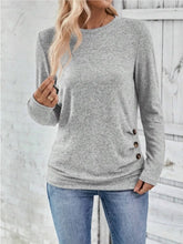 Round Neck Long Sleeve T-Shirt Light Gray