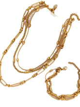 18K Gold-Plated Layered Chain Necklace and Bracelet Jewelry Set
