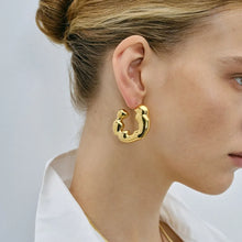 Stainless Steel C-Hoop Earrings Gold One Size
