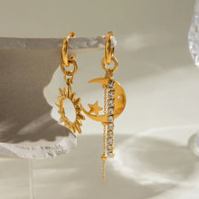 Sun Moon Asymmetric Drop Earrings Gold One Size