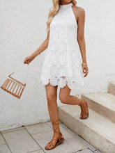 Lace Sleeveless Mini Cami Dress with Side Zip White