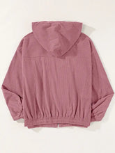 Drawstring Zip Up Long Sleeve Hooded Jacket Woman Outerwear