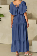 Ruffled V-Neck Short Sleeve Maxi Dress Woman Maxi Dress