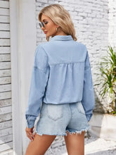 Button Up Long Sleeve Denim Jacket with Breast Pockets Woman Outerwear