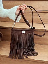 Fringe Adjustable Strap Crossbody Bag Chocolate One Size Shoulder Bags