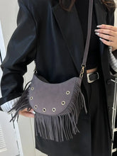 Fringe Solid Color Shoulder Bag Gray One Size Shoulder Bags