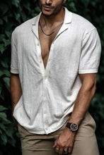 Men's Plus Size Button Up Short Sleeve Shirt Ivory
