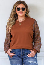 Plus Size Printed Dropped Shoulder Round Neck Blouse Woman Blouses