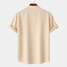 Men's Stand Collar Short Sleeve Henley Shirt