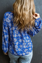Floral Notched Neck Balloon Sleeve Blouse Woman Blouses