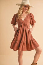 Aemi+Co Tied Back Ruffled Short Sleeve Mini Dress Casual Dresses